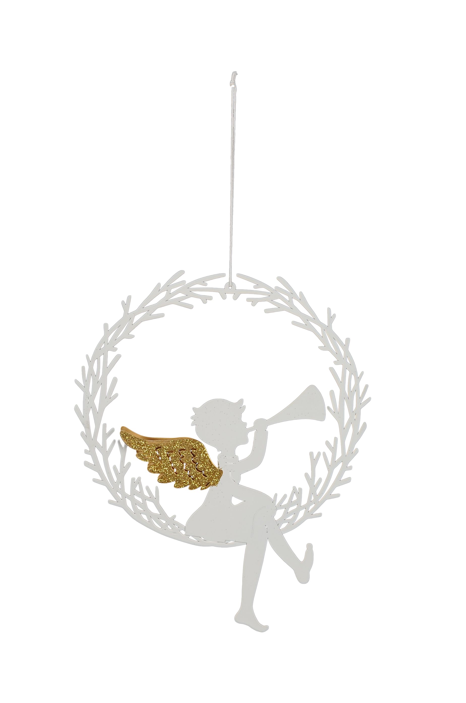 Подвесное украшение "Венок с Ангелом" 21x26см + 15см подвес