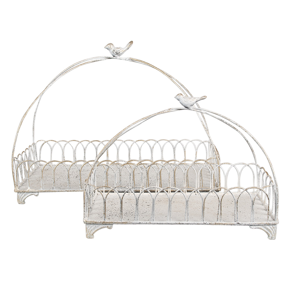 Набор из 2-х этажерок "Птичка" белый антик 39x20x30 / 30x15x22см