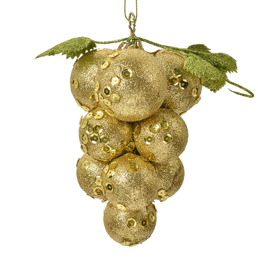 Елочное украшение "Виноград" золотой 10x10x15см