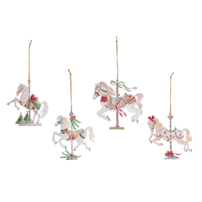 Декор подвесной "Лошадка-карусель Амели" 10,8х12см/12,4х12см/11,6х12см/11х12см