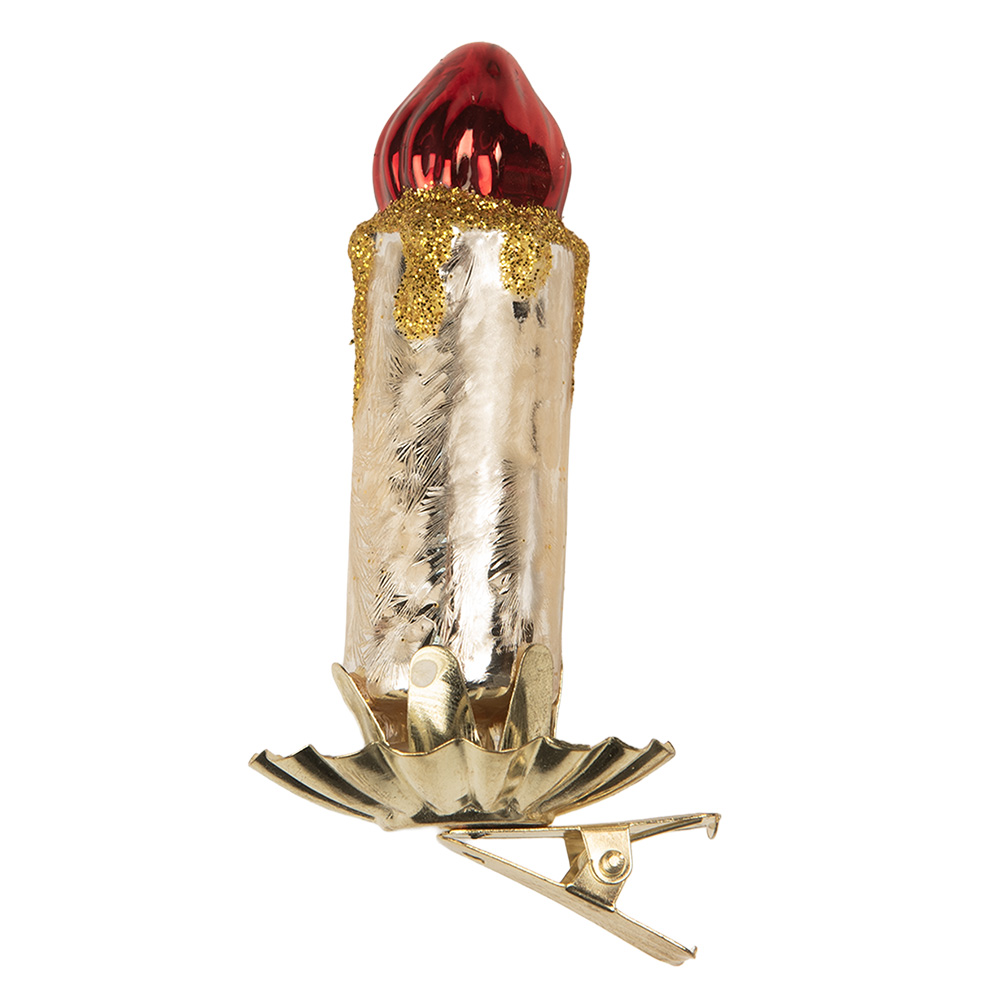 Елочное украшение на прищепке "Свеча. Ретро" 5x4x9см