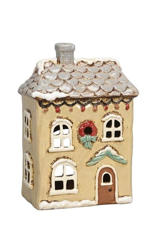 Подсвечник "Новогодний домик" бежевый 17,5x10x25см