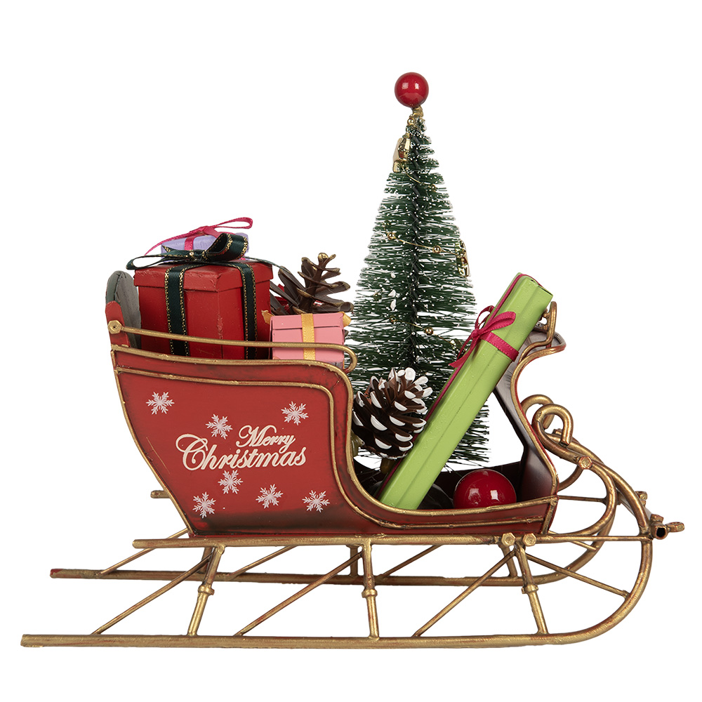 Декор "Сани с подарками" 21x9x18см