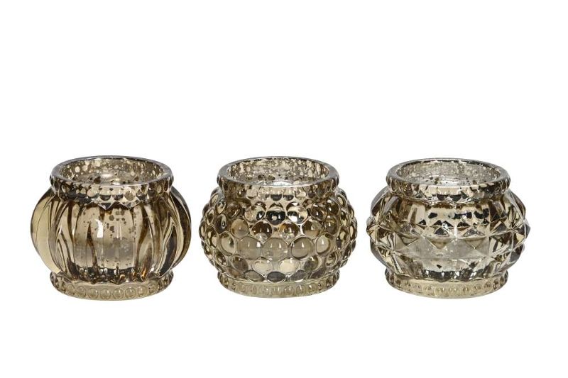 Подсвечник "Бочонок"  золотой антик в ассортименте 7x5см