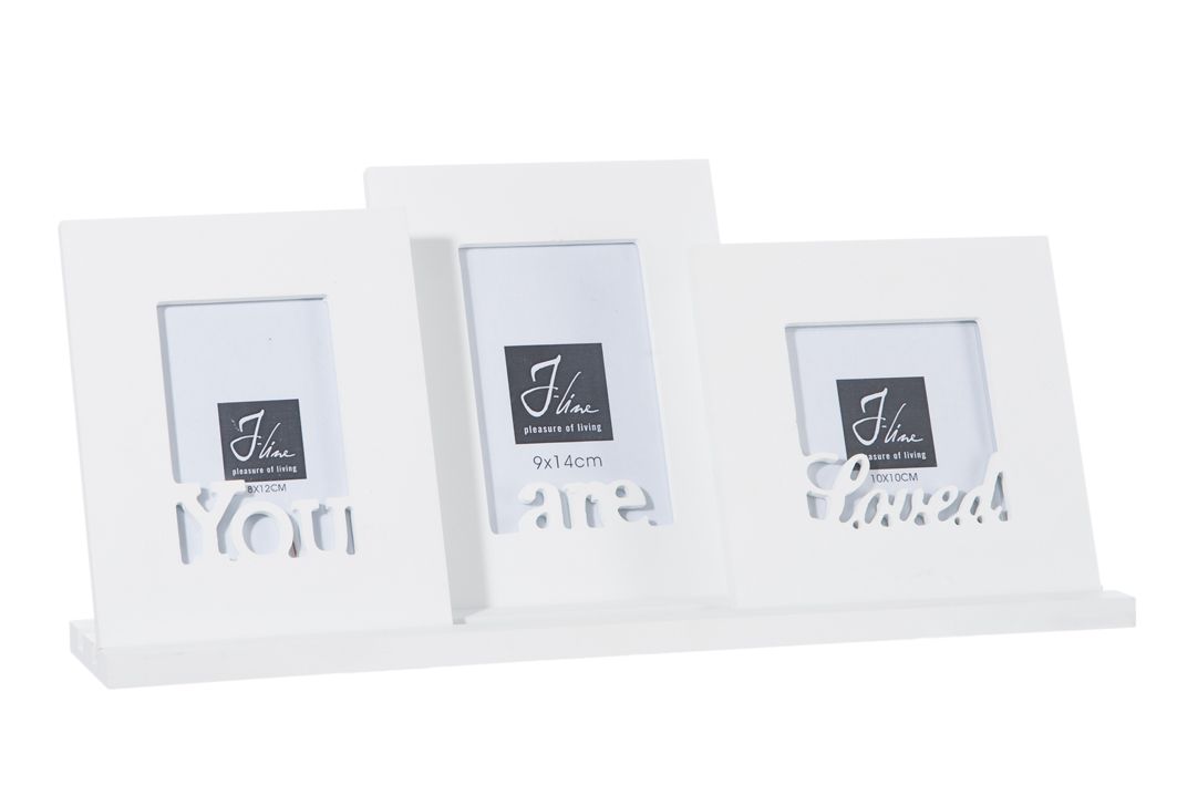 Фоторамка- коллаж на 3 фото "Вас любят" 10х10см/8х12см/9х14см-48см