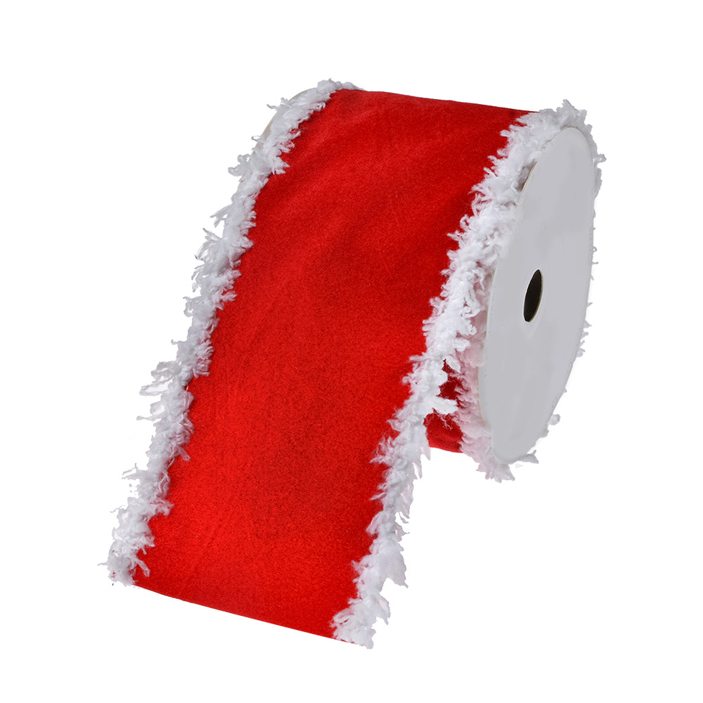 Тесьма для украшения елки красная с белым кантом 6,3см x 5м