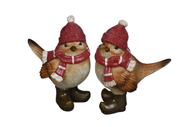 Декор "Птичка в шапке и шарфе" в ассортименте 9x6xH12см