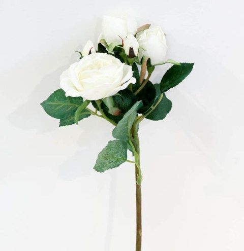 Роза белая - 3 цветка с бутонами 38см