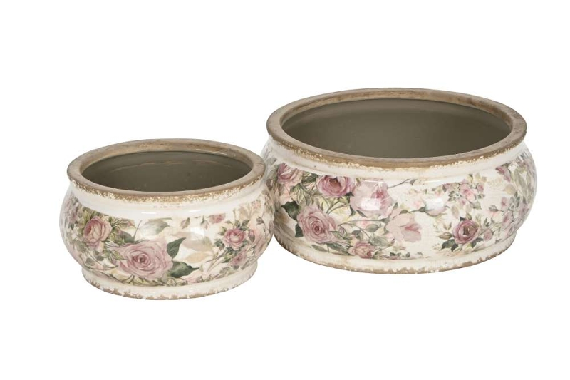 Набор из 2-х кашпо "Английские розы" 16,5xH8,5см / 23xH9,5см