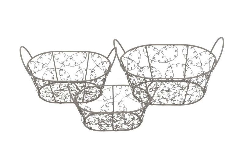Набор из 3-х корзин "Ажур" 15x9xH4,5cm / 17x11xH5,5cm / 19x13x6,5см + 3/4см ручка