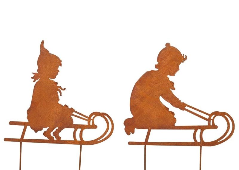 Декор "Малыш на санках" в ассортименте 30x28,5см / 31,5x29см + 14см штекеры