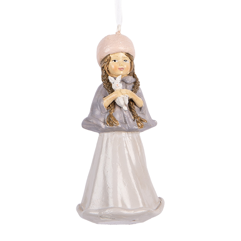 Декор подвесной "Девочка с кроликом. Ретро" 5x5x11см