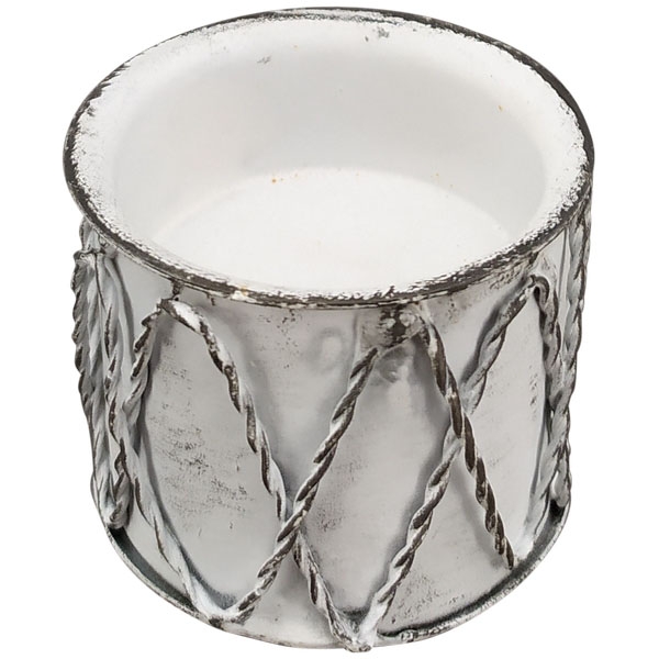 Подсвечник "Барабан" белый антик 5x5x4см